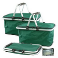 Green Collapsible Picnic Insulated Cooler with Aluminum Frame Handles Shopping Baskets
